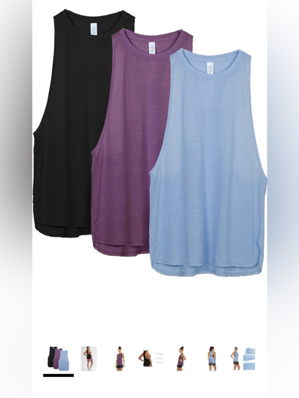 Icyzone Women’s Sleeveless Tank Tops - 3 pack - Black, Purple, Blue